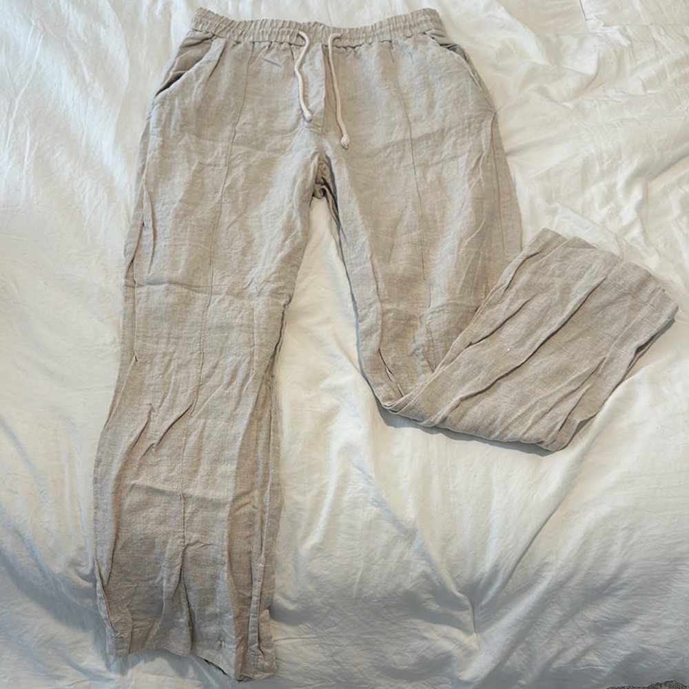 Zara Tan Sweatpants Relaxed Fit Elastic Waist